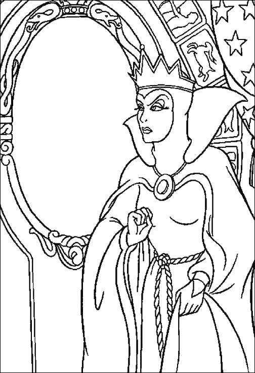 Название: Раскраска Злая королева. Категория: Королева. Теги: сказка, королева, зеркальце.