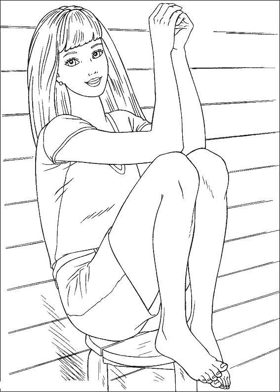 Coloring Barbie is sitting. Category Princess. Tags:  Barbie .