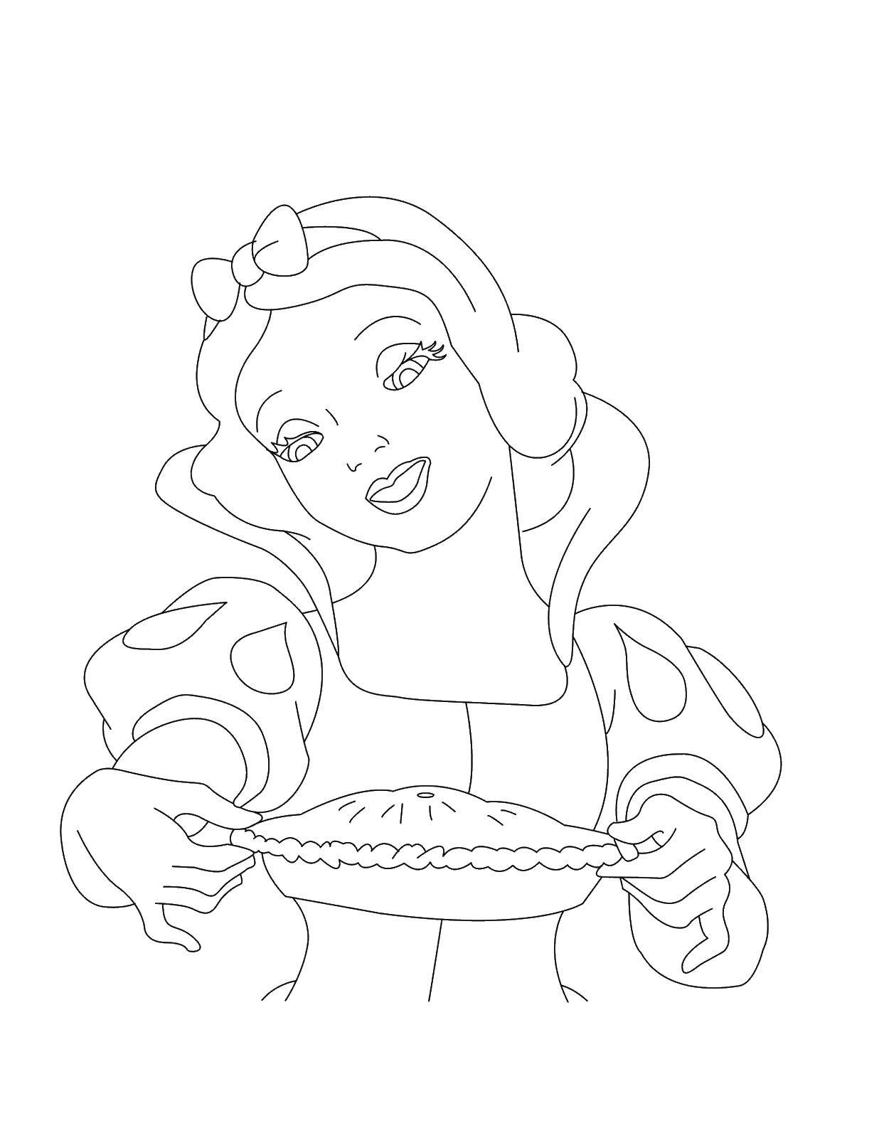 Coloring Disney Princess baked pie. Category Disney cartoons. Tags:  Princess cake.