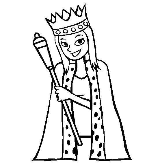 Coloring Queen with scepter. Category The Queen. Tags:  Queen, crown, Gehl.
