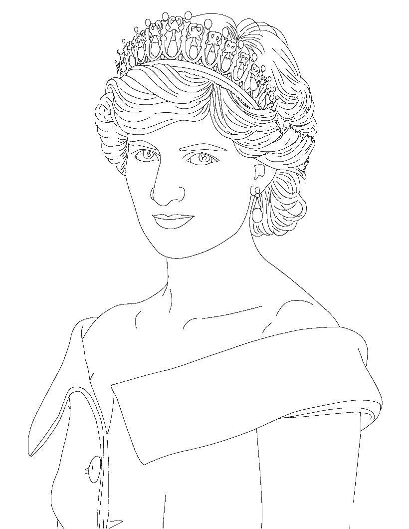 Coloring Princess Diana. Category Princess. Tags:  Princess Diana, the Queen.