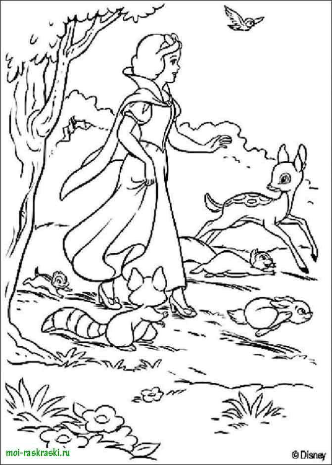 Coloring Snow white and animals. Category Princess. Tags:  Snow white.