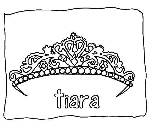 Розмальовки  Тіара. Завантажити розмальовку тіара, королева, корона.  Роздрукувати ,Королева,