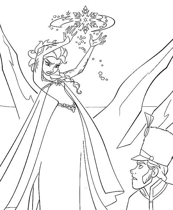 Coloring Elsa use force. Category Princess. Tags:  Princess , fairytale, Elsa, cartoon.