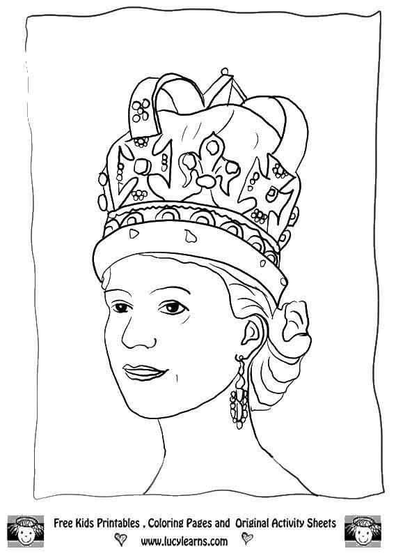 Название: Раскраска Королева в короне. Категория: Королева. Теги: тиара, королева, корона.