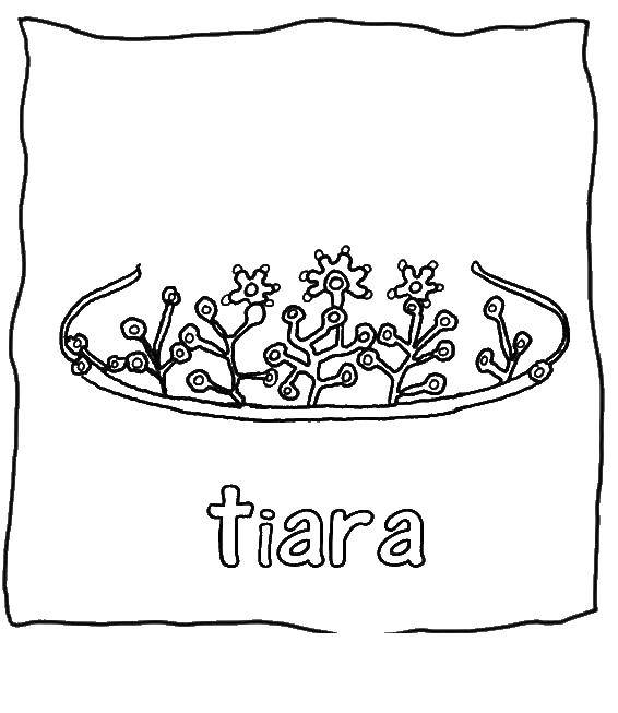 Coloring Tiara with flowers. Category English. Tags:  English.