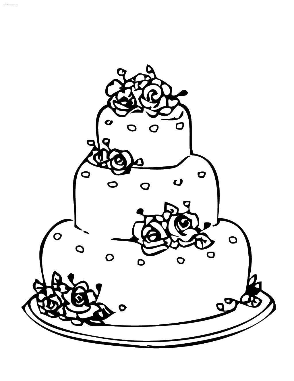 Online coloring pages Coloring page The wedding cake Wedding ...