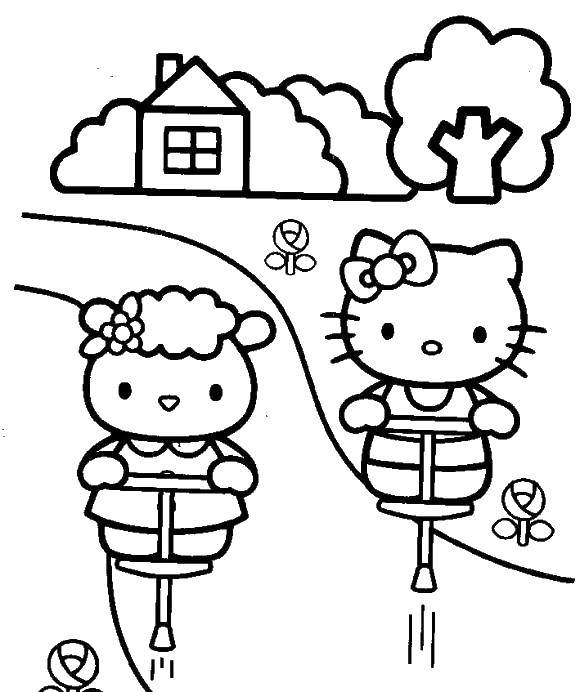 Coloring Hello kitty with a friend. Category Hello Kitty. Tags:  Hello Kitty.