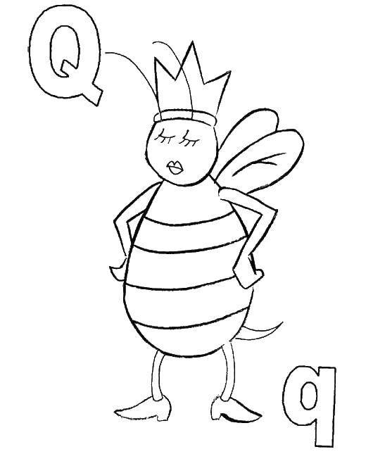 Coloring Queen bee. Category The Queen. Tags:  bee, Queen.