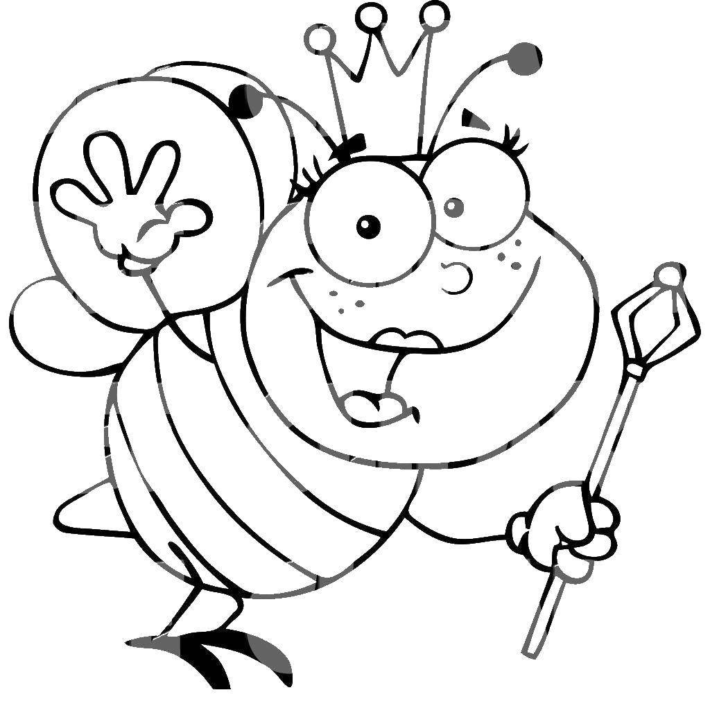 Coloring Queen bee. Category The Queen. Tags:  crown, Queen bee.
