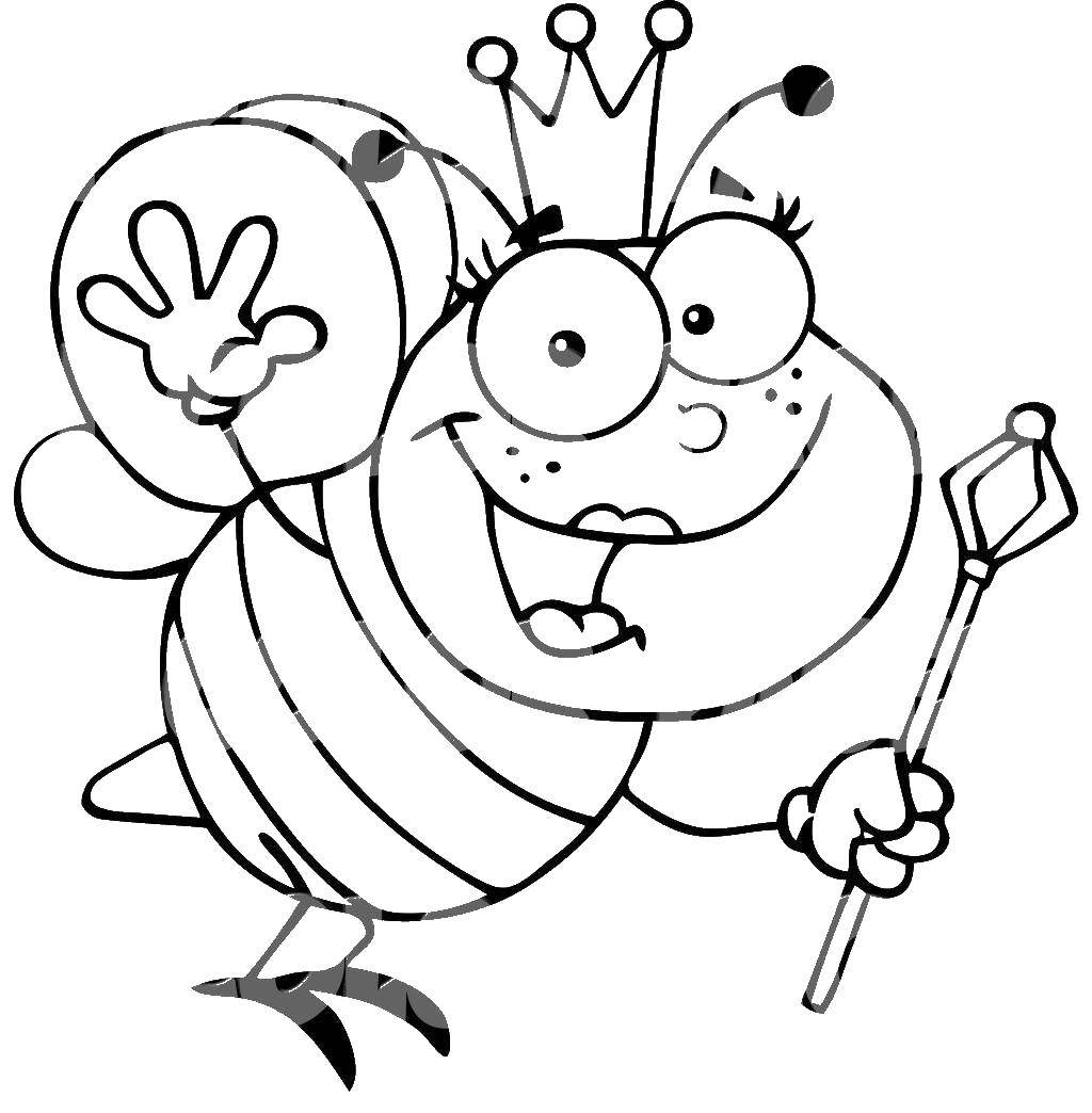 Coloring Queen bee. Category The Queen. Tags:  crown, Queen bee.
