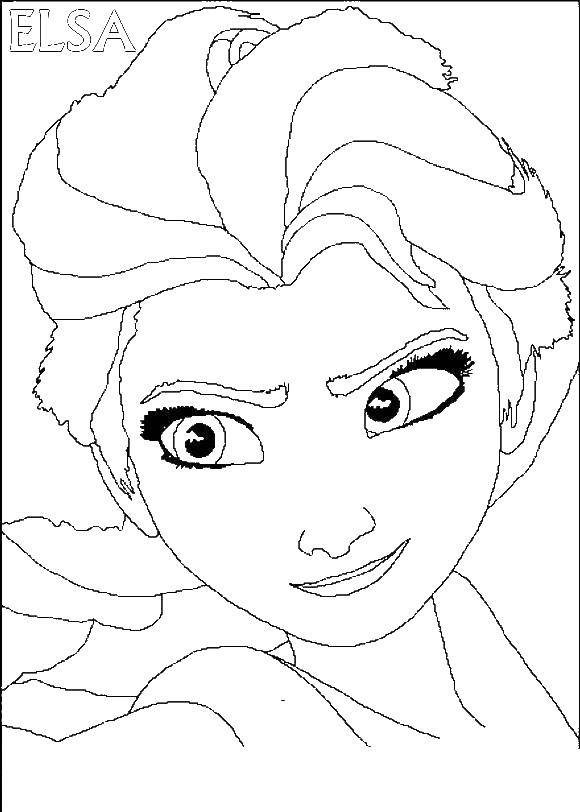 Название: Раскраска Портрет эльзы. Категория: Принцессы. Теги: принцесса, сказка, Эльза, мультфильм.