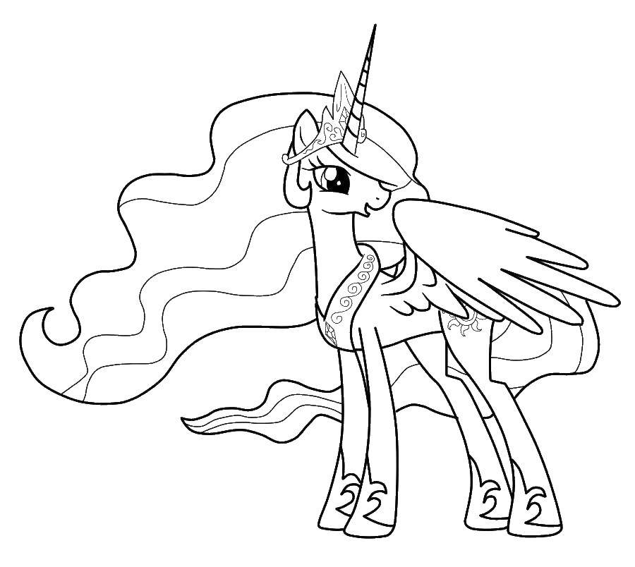 Coloring Princess Celestia. Category cartoons. Tags:  , , a pony, a unicorn, , .