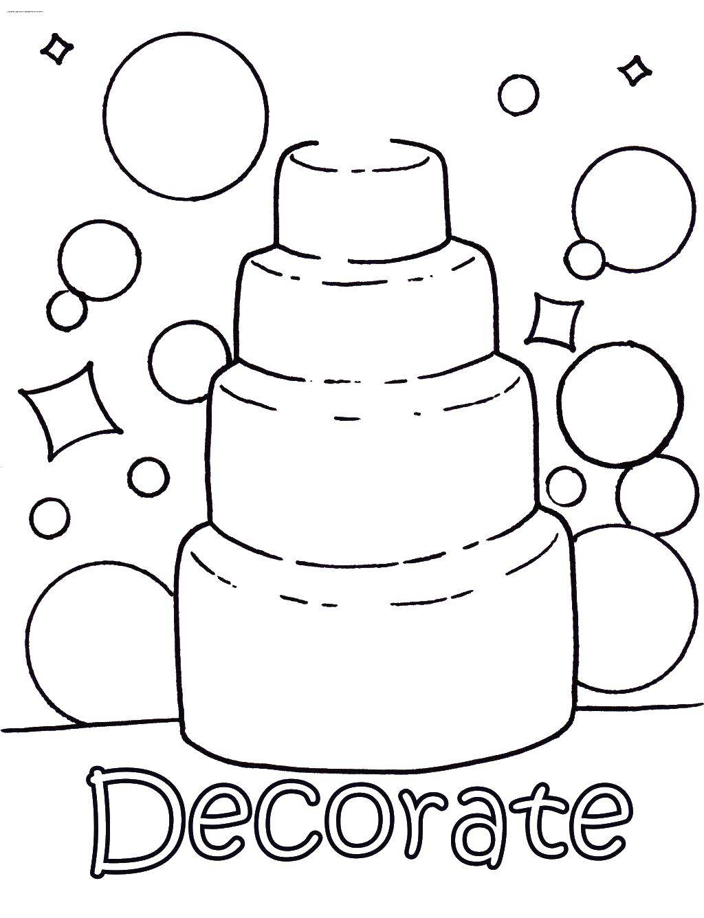 Название: Раскраска Укрась тортик. Категория: Свадьба. Теги: Торт, еда, праздник.