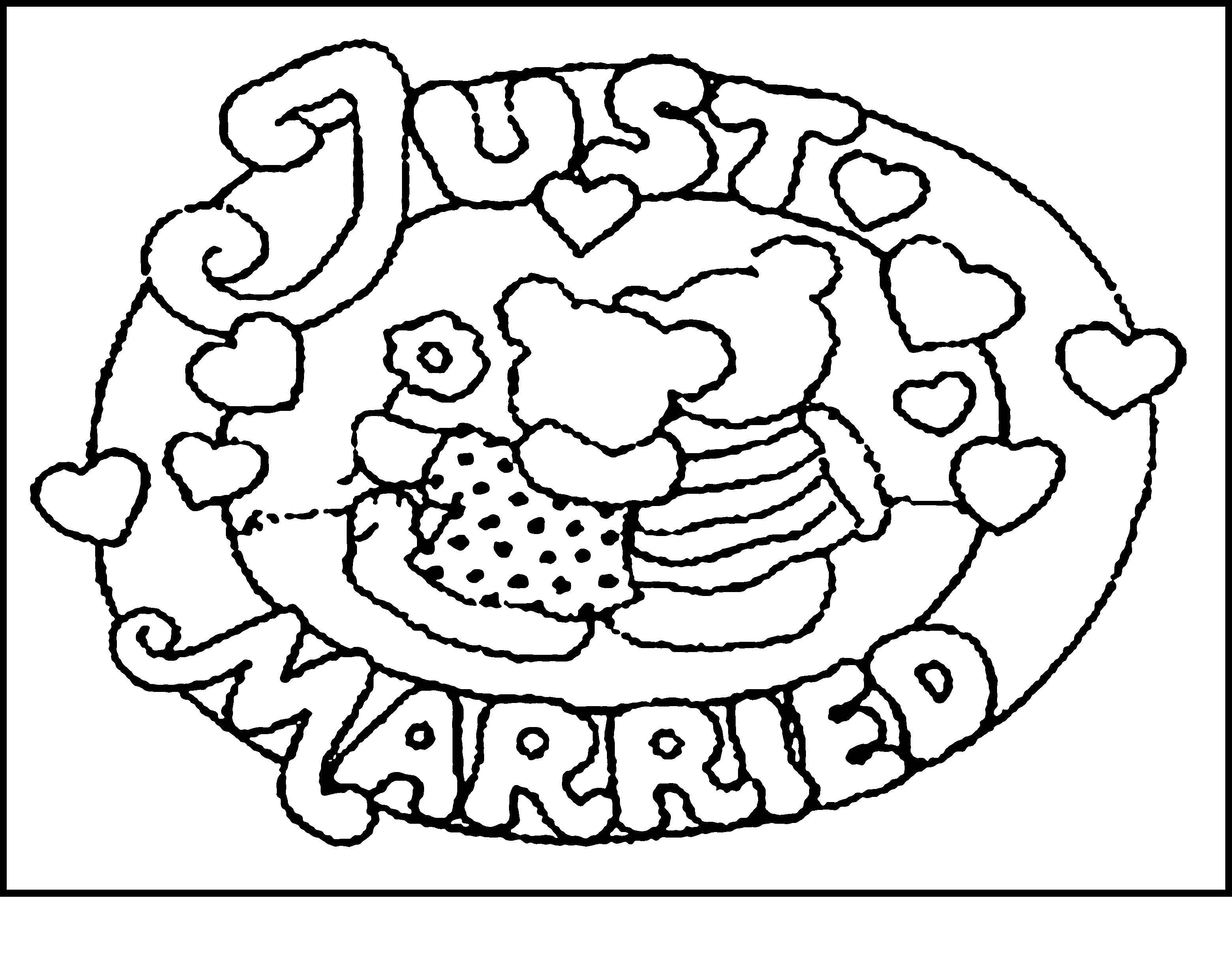 Coloring Just married. Category Wedding. Tags:  Wedding, dress, bride, groom.