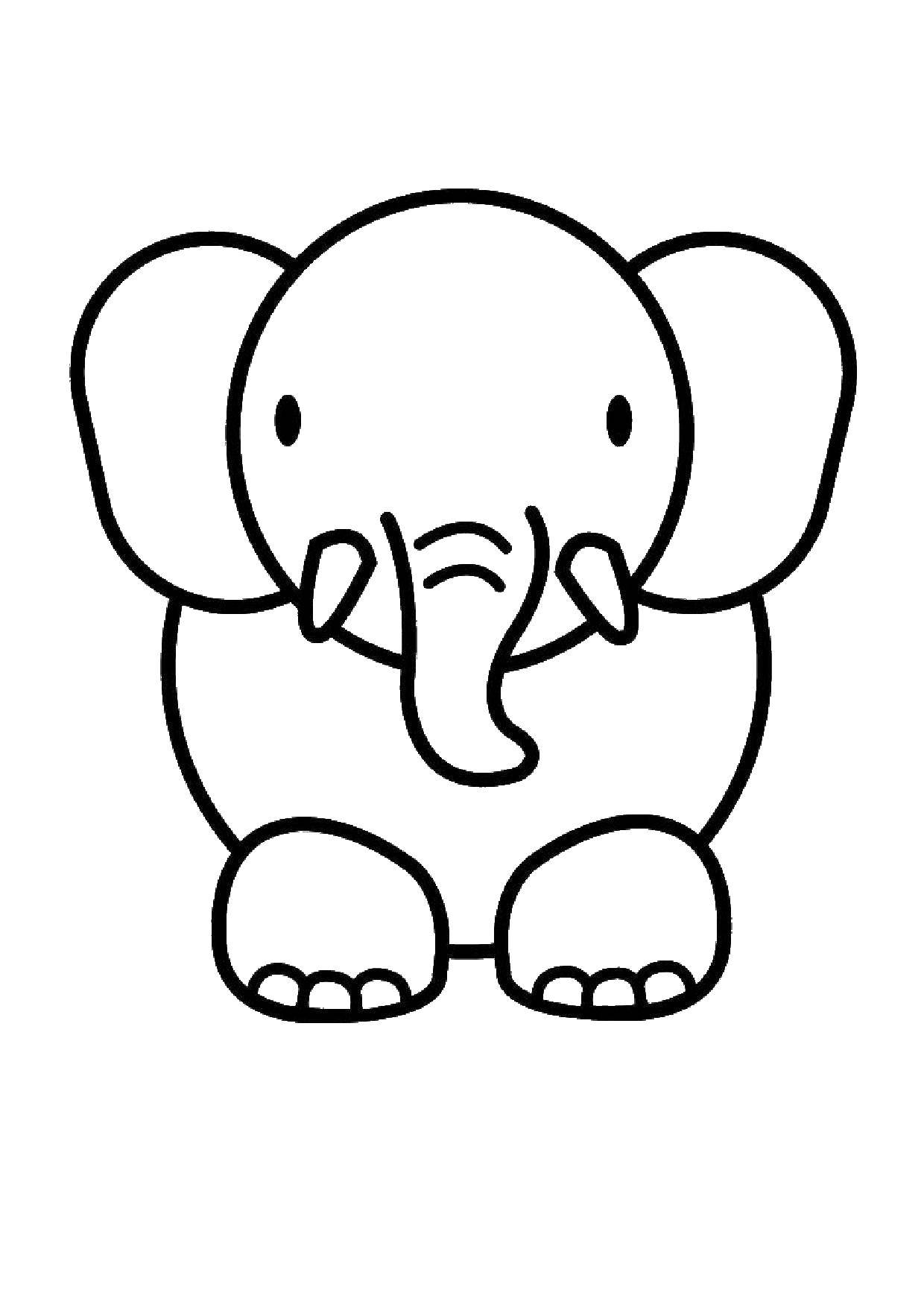 Название: Раскраска Слонёнок. Категория: Раскраски для малышей. Теги: Животные, слоненок.