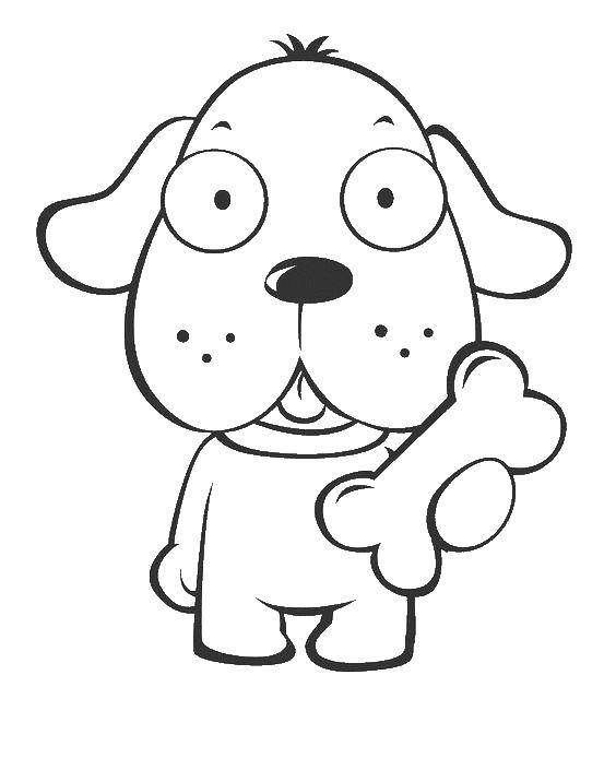 Coloring A dog with a bone. Category animals. Tags:  animals, dog, puppy, dog.