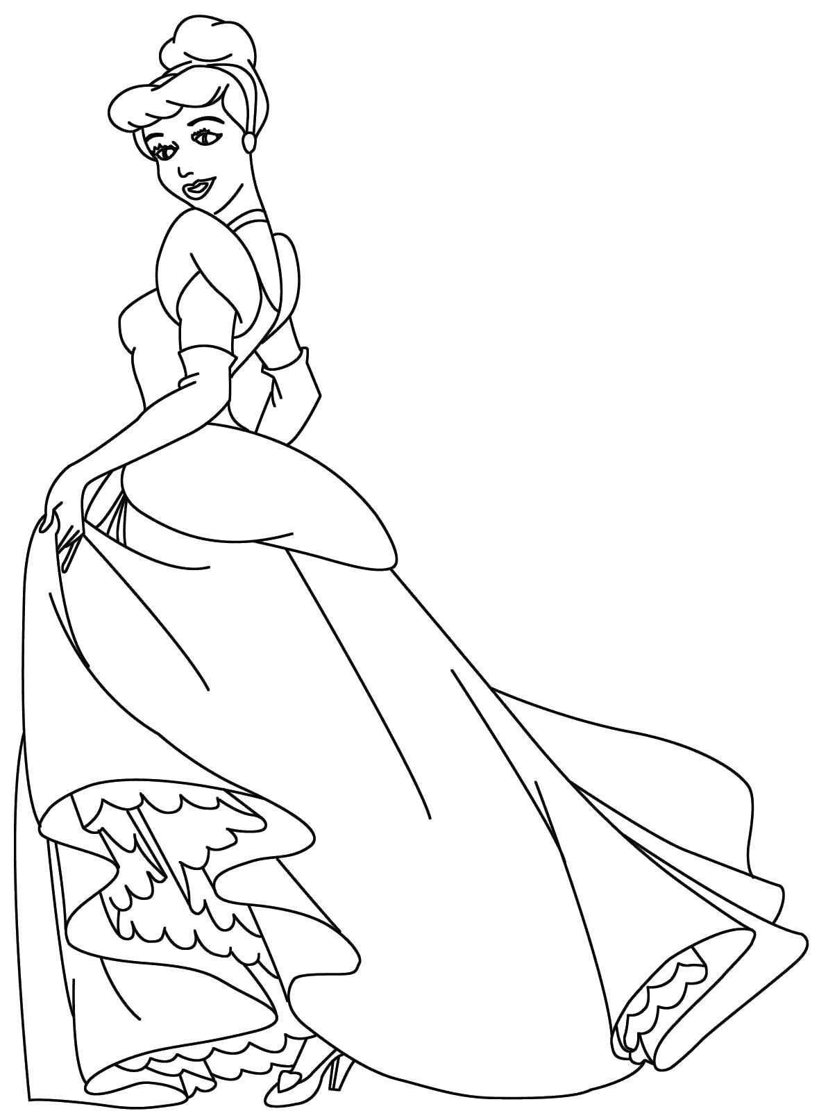 Название: Раскраска Золушка примеряет платье. Категория: принцесса. Теги: Золушка.