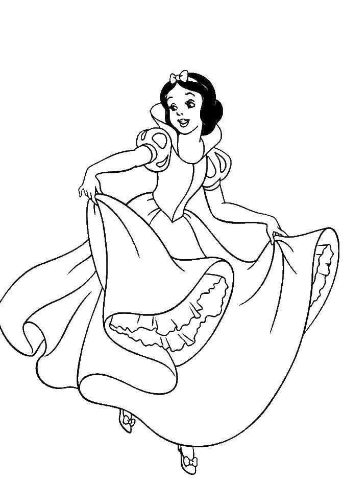 Coloring Snow white dancing. Category Princess. Tags:  Snow white.