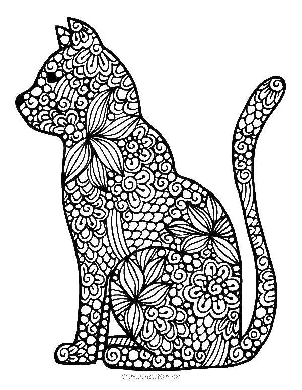 Coloring Kitty. Category Bathroom with shower. Tags:  antisress, patterns, shapes, cat.