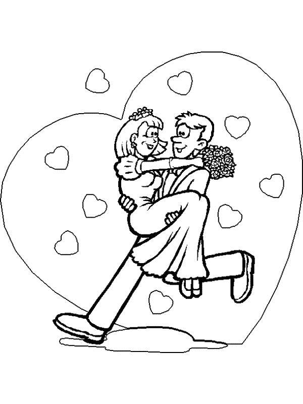 Coloring The happy couple. Category Wedding. Tags:  Wedding, dress, bride, groom.