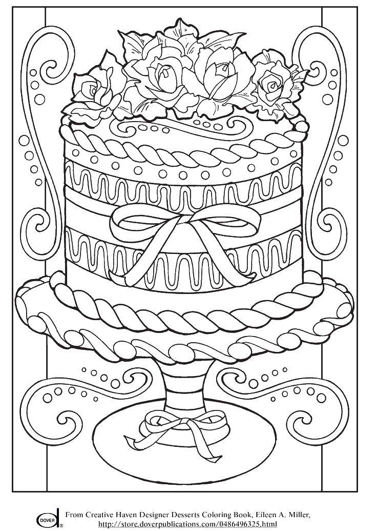 Coloring The wedding cake. Category Wedding. Tags:  cake, wedding, bouquet.