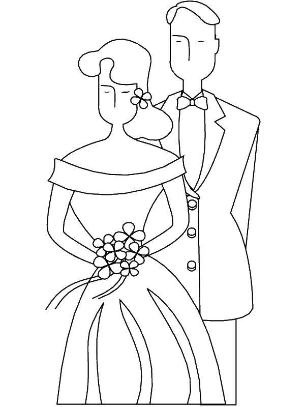 Название: Раскраска Жених и невеста. Категория: Свадьба. Теги: свадьба, жених, невеста.