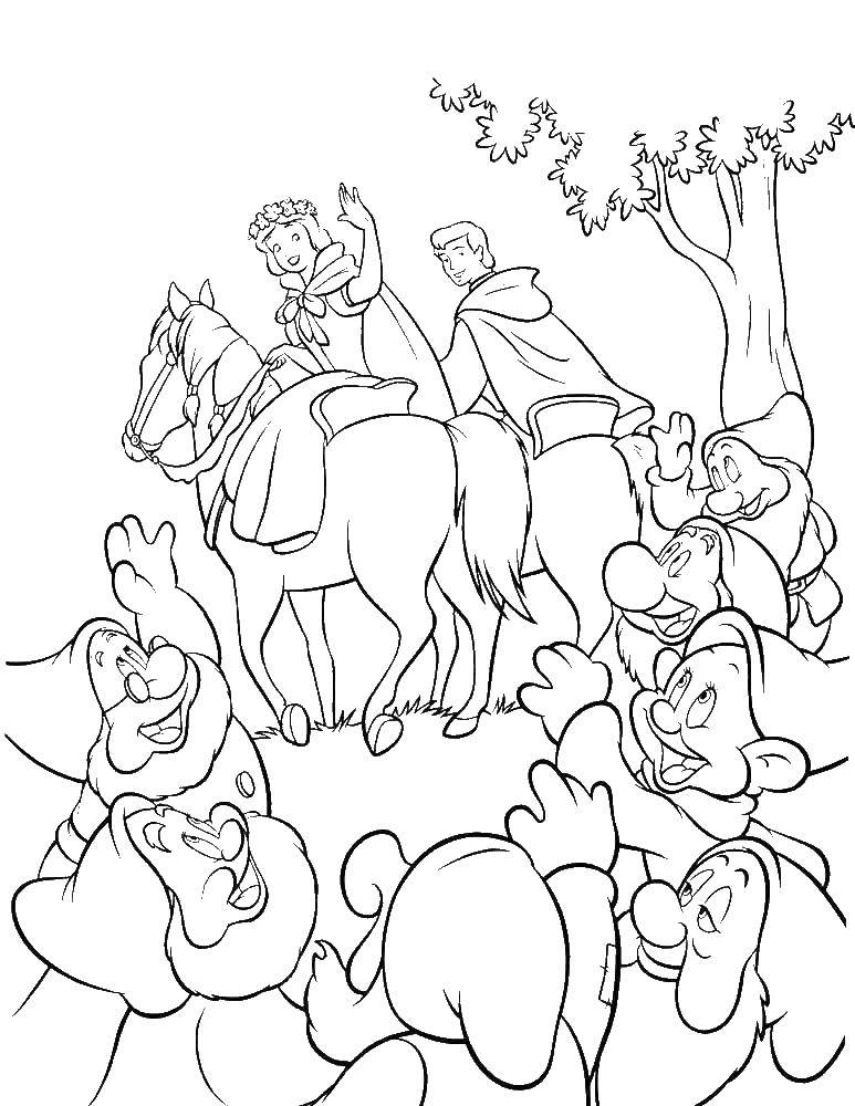 Coloring The dwarves escorted snow white. Category Princess. Tags:  Snow white.