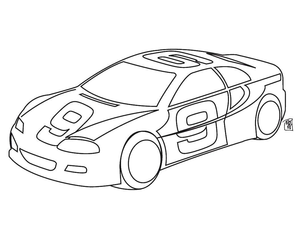Название: Раскраска Гоночный автомобиль. Категория: Машины. Теги: машины, транспорт, автомобиль.