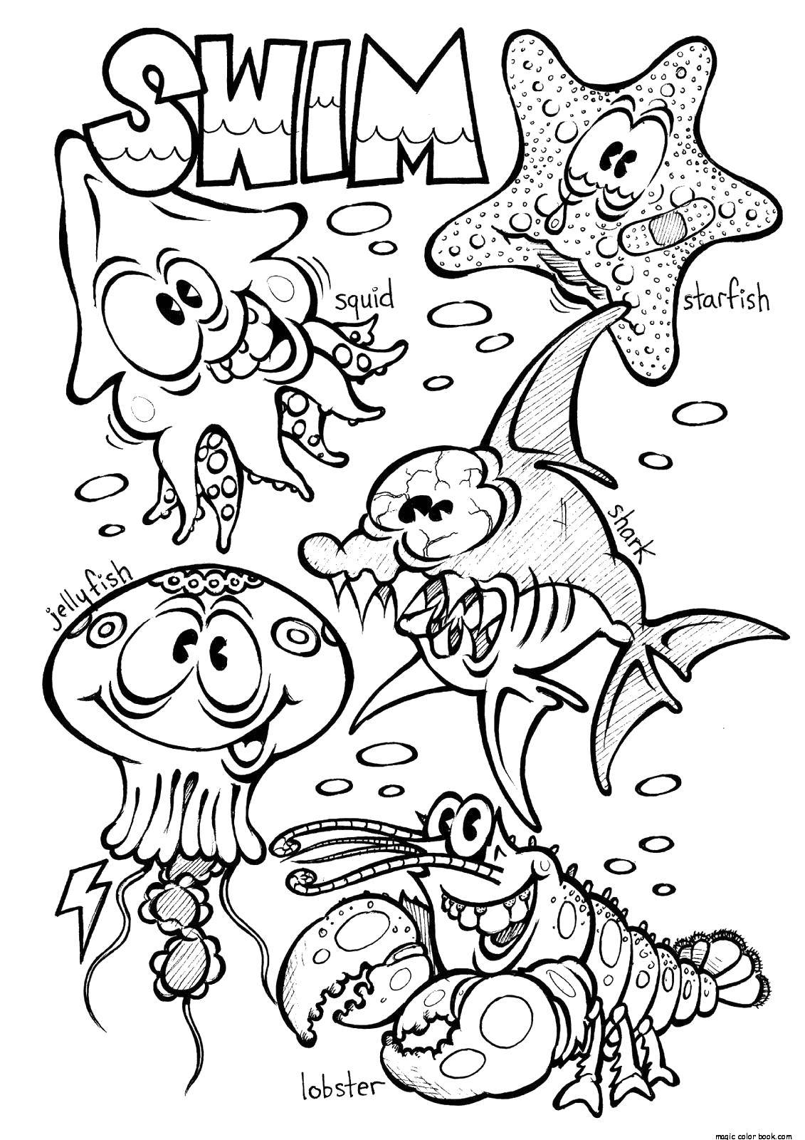 Coloring The inhabitants of the sea in English. Category English. Tags:  English.