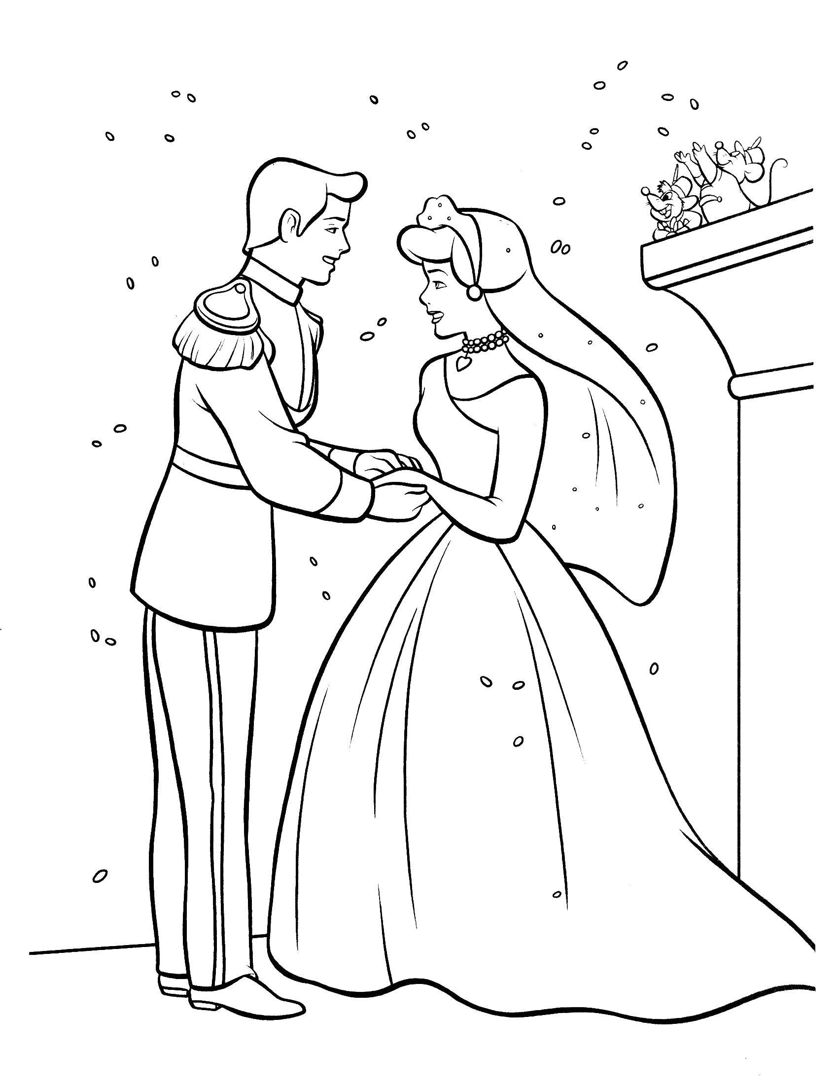 Online coloring pages Prince, Coloring Prince and Princess Wedding.
