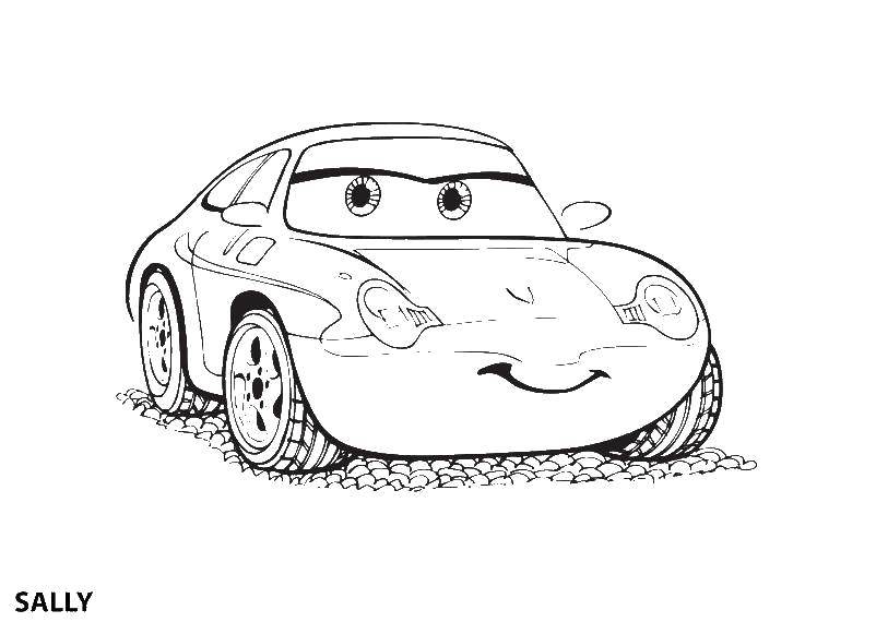 Название: Раскраска Салли. Категория: Машины. Теги: Персонаж из мультфильма.