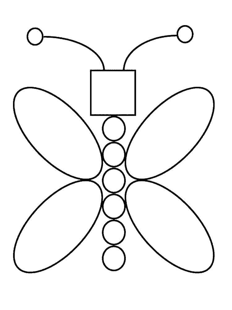 Coloring Babochka. Category coloring of the figures. Tags:  butterfly, shapes.