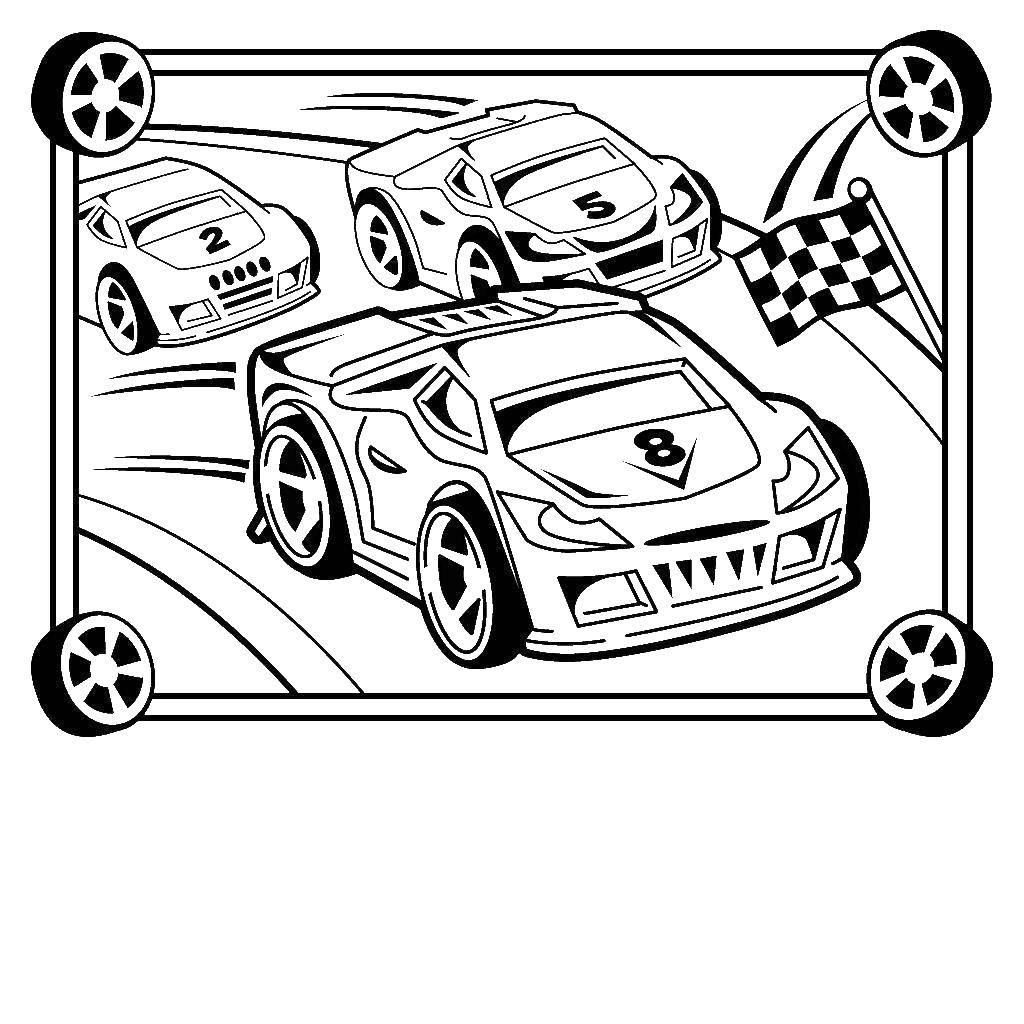 Название: Раскраска Гонка. Категория: Машины. Теги: машины, транспорт, автомобиль, гонка.