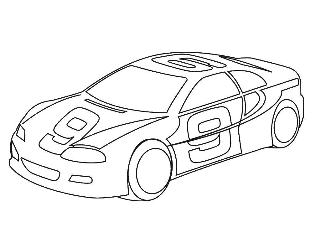 Название: Раскраска Гоночный автомобиль. Категория: Машины. Теги: Машина, гоночная.