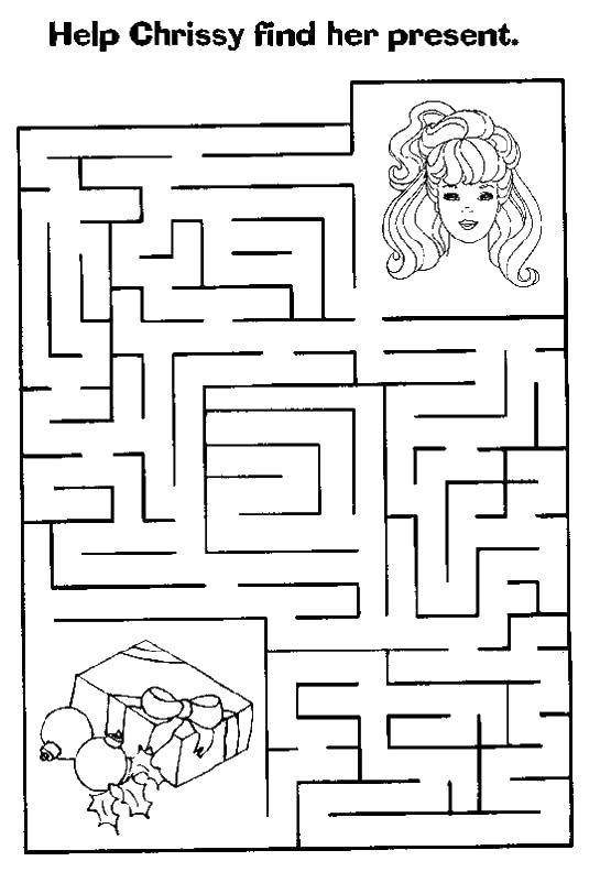 Coloring Looking for Barbie gifts. Category Mazes. Tags:  the labyrinth. Barbie, gifts.