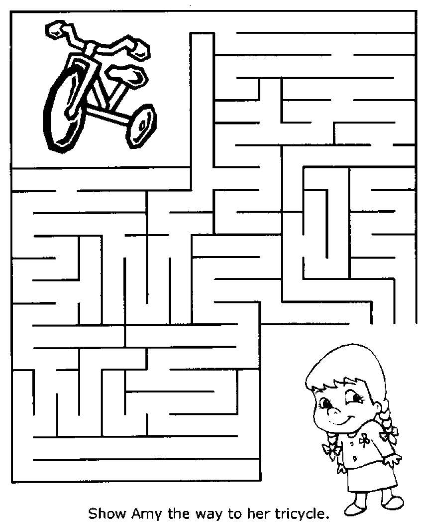Coloring Girl looking for bike. Category Mazes. Tags:  girl. bike maze.