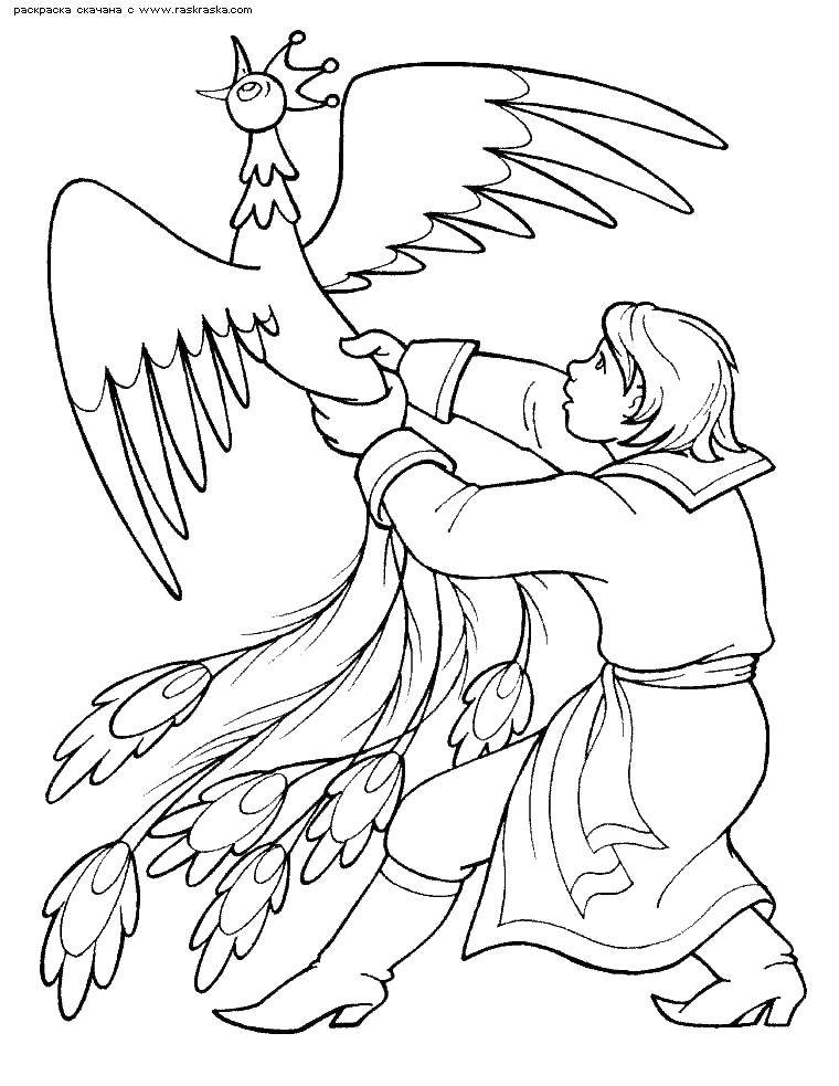Coloring Ivan catches the Firebird bird. Category Fairy tales. Tags:  Sunbird, Ivan.