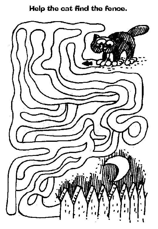Coloring Maze for cats. Category Mazes. Tags:  maze, cat.