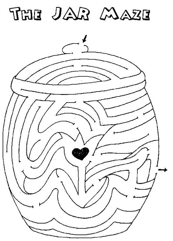 Coloring Maze jar. Category Mazes. Tags:  the labyrinth, jug.