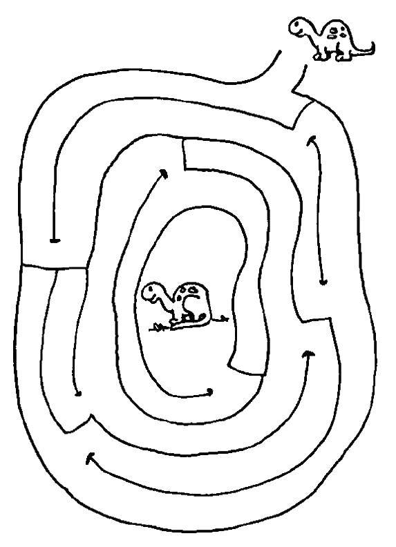 Coloring Help the dinosaur. Category Mazes. Tags:  Maze, logic.