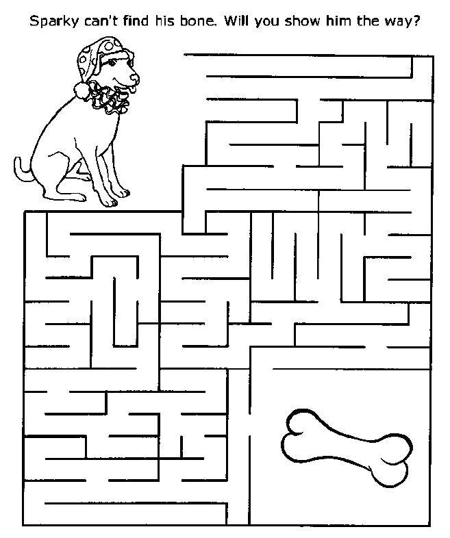 Coloring Help the dog find the bone. Category Mazes. Tags:  Maze, logic.