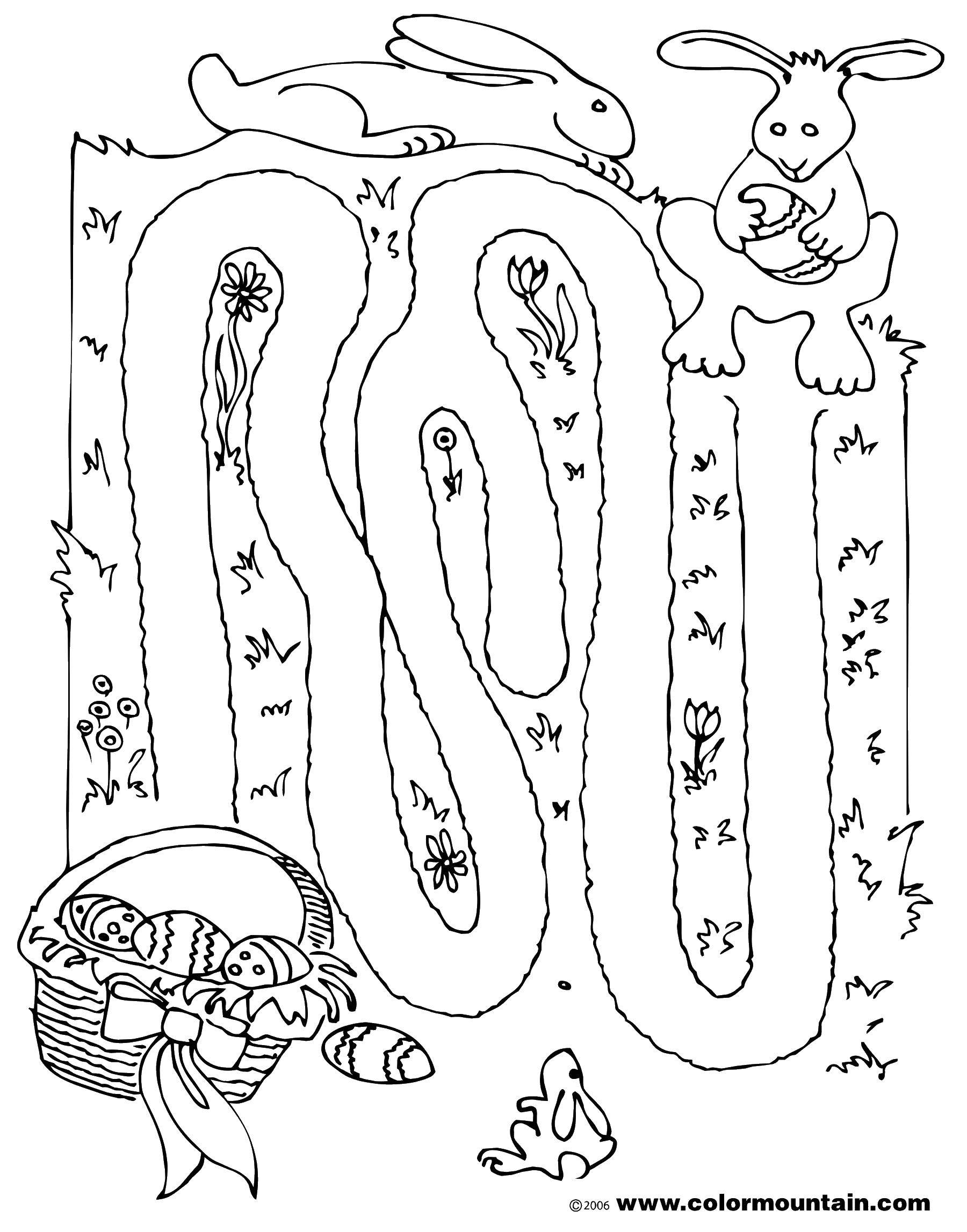 Coloring Maze, the Bunny. Category Mazes. Tags:  maze, mazes, bunnies.