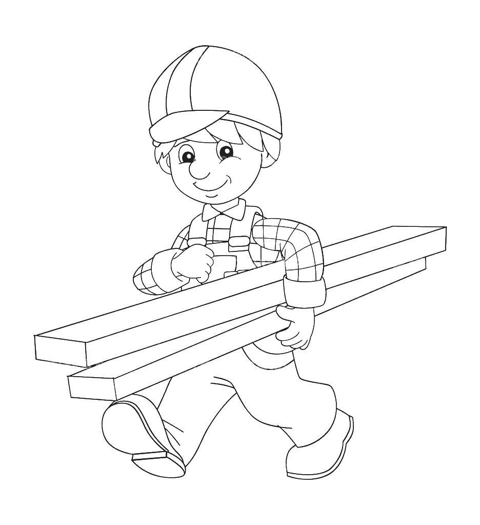 Coloring Builder. Category building tools. Tags:  construction, Builder, bricks.