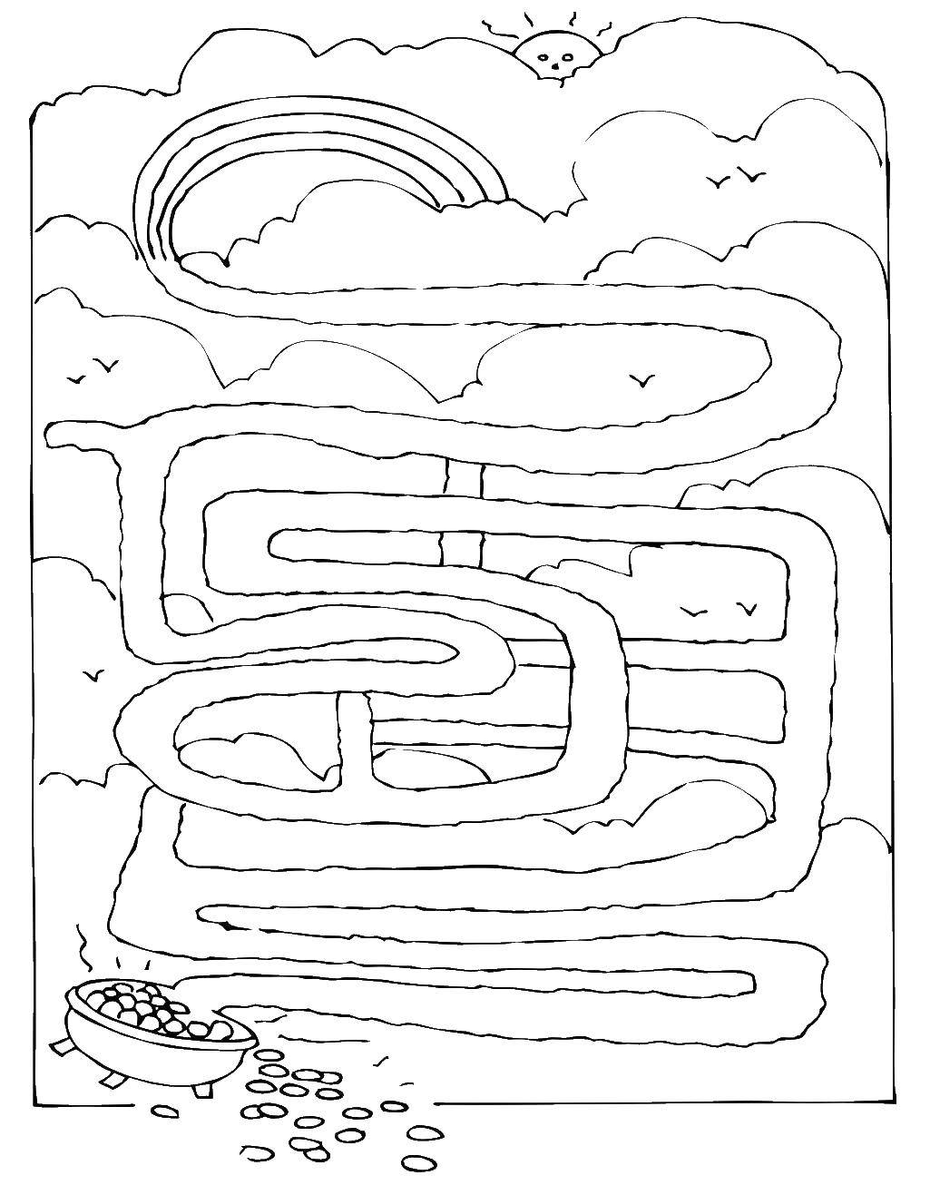 Coloring Find the gold. Category Mazes. Tags:  maze, gold.