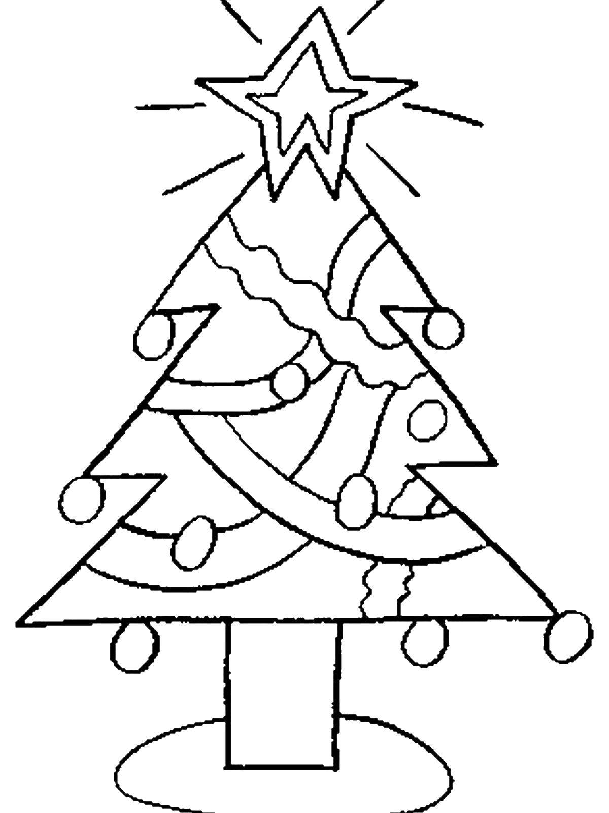 Название: Раскраска Новогодная елка. Категория: раскраски из фигур. Теги: Елка.