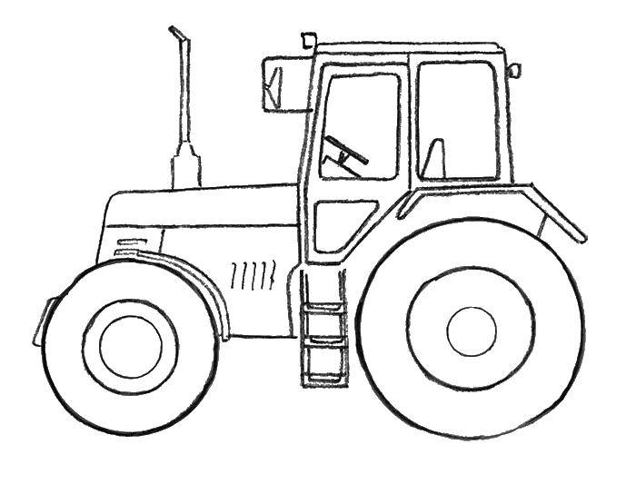 Название: Раскраска Большой трактор. Категория: трактор. Теги: Транспорт, трактор.