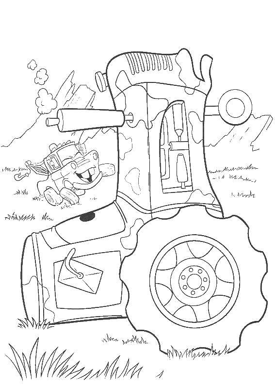 Coloring Cars cartoon cars . Category tractor. Tags:  Transport, tractor.