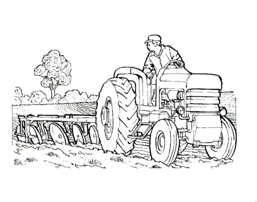 Название: Раскраска Трактор на полях. Категория: трактор. Теги: Транспорт, трактор.