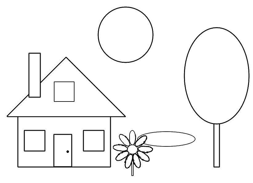 Coloring House. Category coloring of the figures. Tags:  shapes.